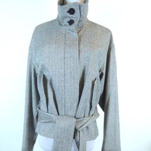 CLUB MONACO herringbone wool high neck jacket L